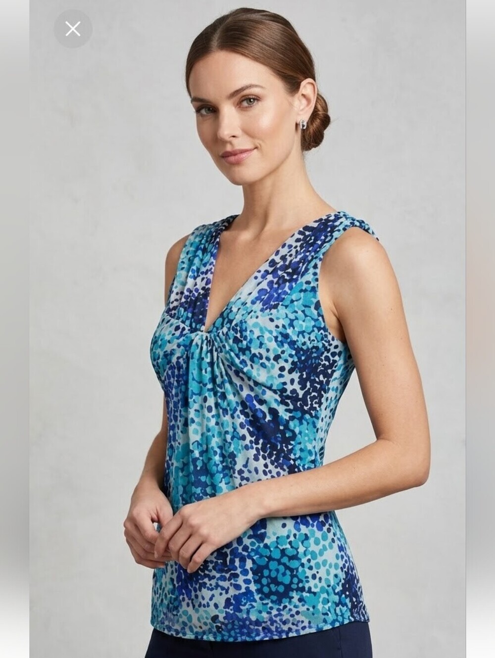 NEW YORK & CO Teal V-Neck Blouse